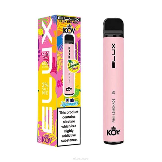 Elux Bar vape jetable série limonade | Elux Vape Suisse R40F104 limonade rose