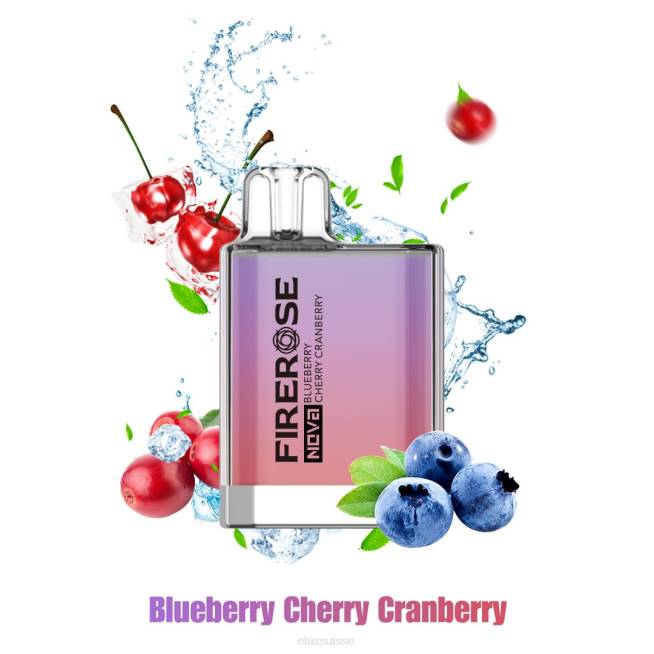 Elux Firerose Nova Vape jetable de 600 bouffées | Elux Puff Suisse R40F21 myrtille cerise canneberge